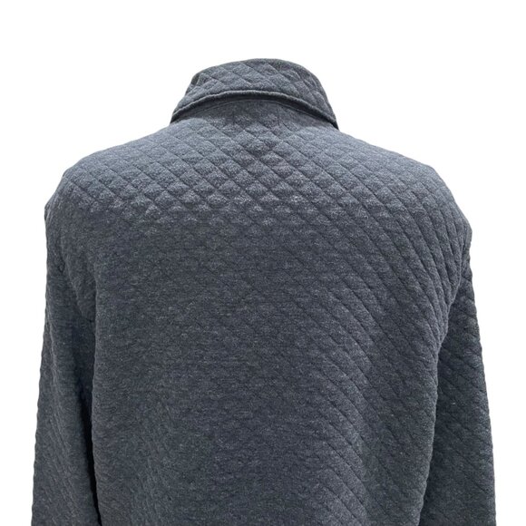 JCrew Authentic Fleece Quilted Shirt Jacket L Steel Blue Cozy Fall Gorpcore - Picture 4 of 9